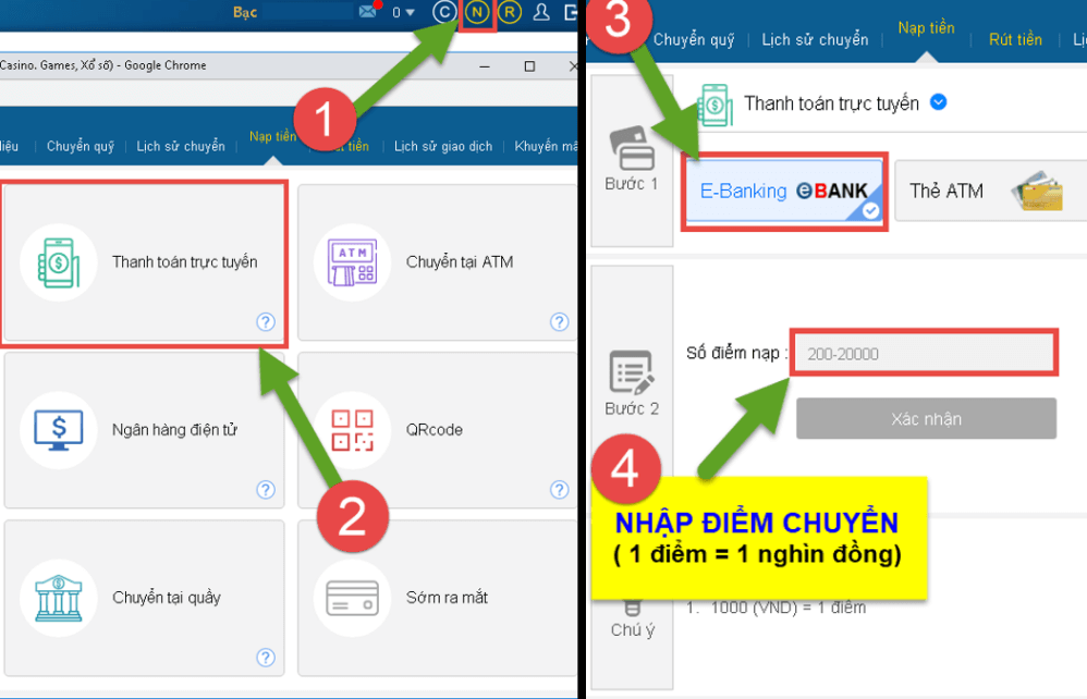 Nạp tiền qua E-banking